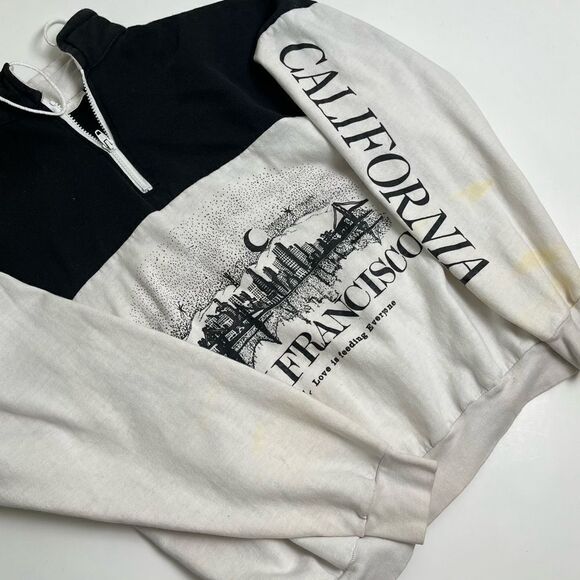 San Francisco Skyline Vintage 90s Sweatshirt Mens L Y2K Zip Destination Pullover - Picture 9 of 10
